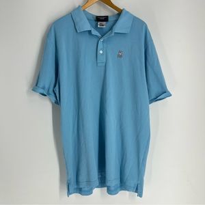 Psycho Bunny Polo Womens‎ 8 Baby Blue Small Patch Bunny Skull Cotton Golf Shirt